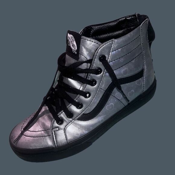 Kids Unisex Vans SK8-HI 'IRIDESCENT Silver Hearts Sneakers Size 4.5 - Picture 8 of 8